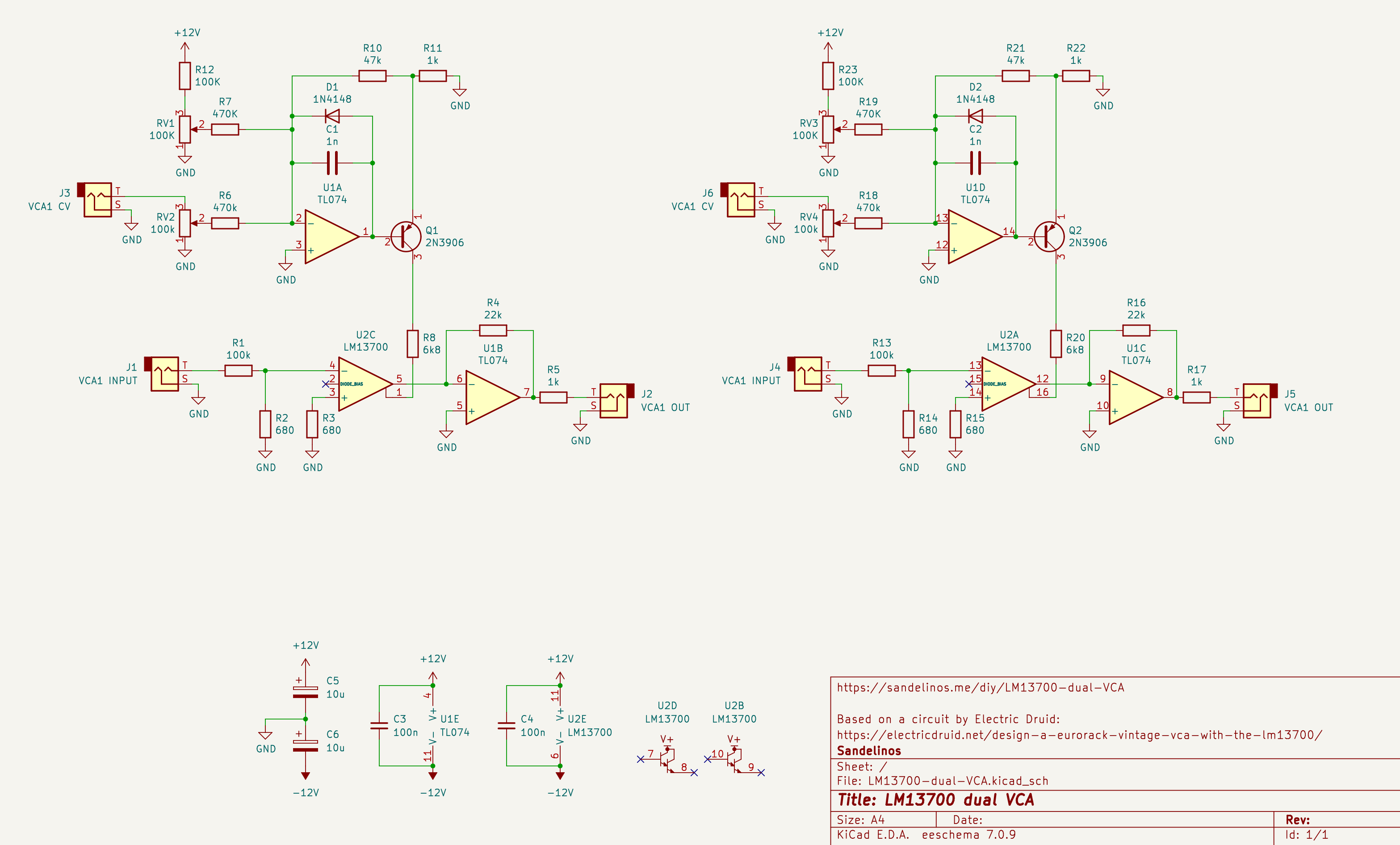 LM13700 dual VCA schematic